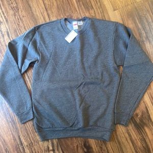 Men’s Charcoal Crew Neck Fleece Sweatshirt - Small MADE IN USA